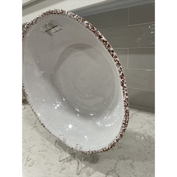 Tommy Bahama Extra Large 14x4.5” Chip Salad Serving Bowl Melamine White Rustic - Picture 2 of 6